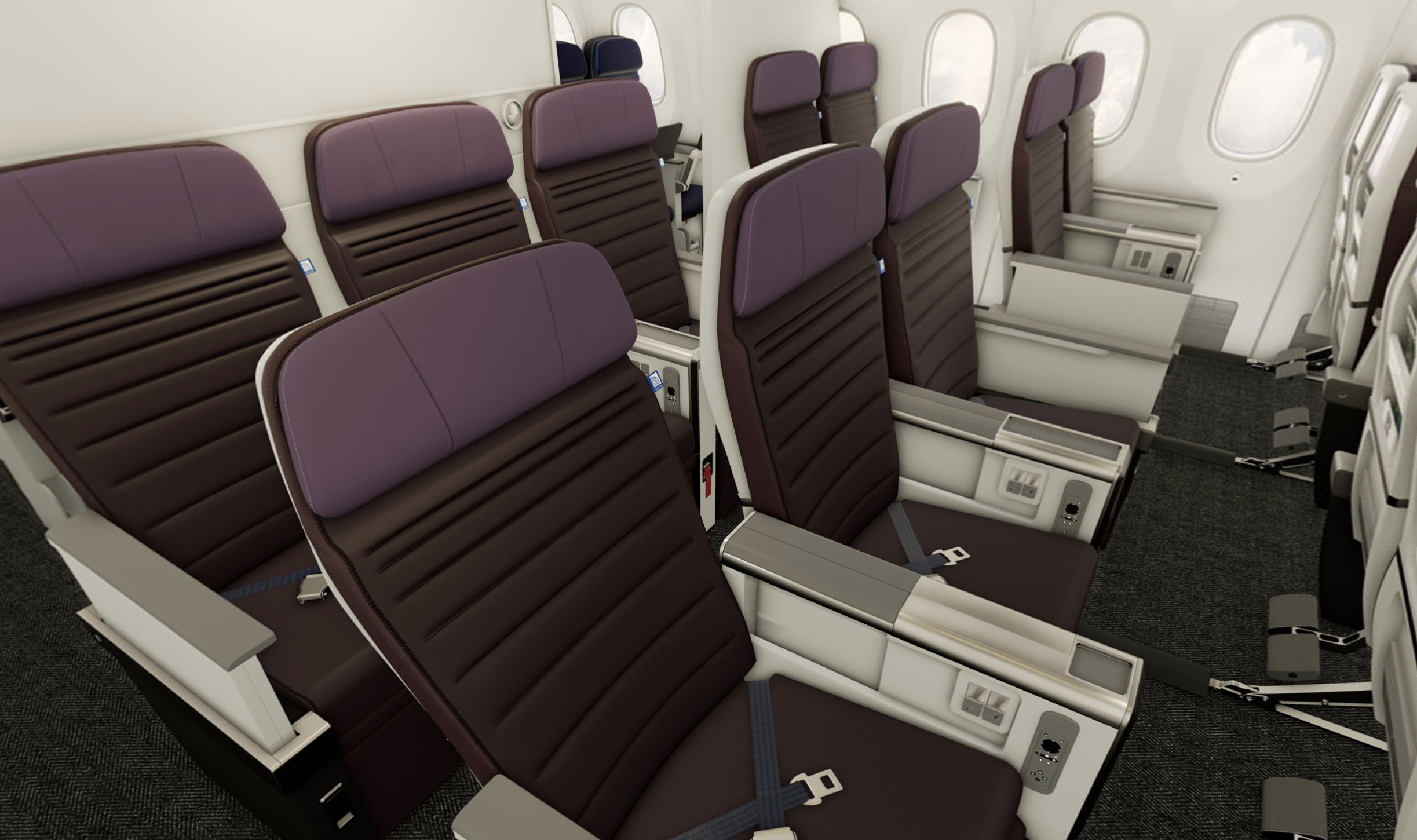 United Premium Economy seats and cabin.