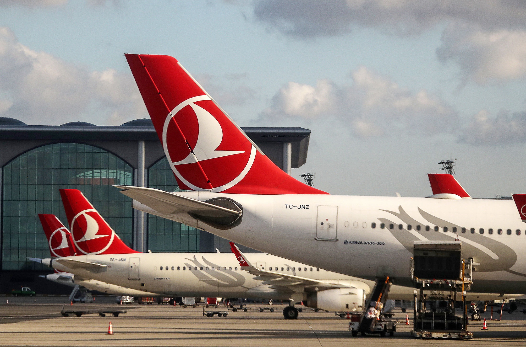 Turkish Airlines Tailfins At Airport