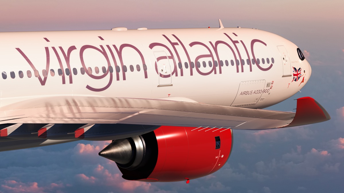 Virgin Atlantic airplane flying