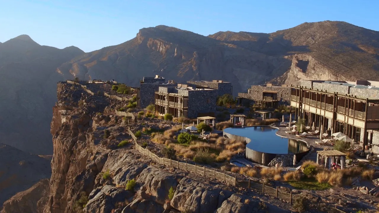 arial view of the Alila jabal akhdar hotel in Oman