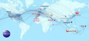 Oneworld flight network via Alaska Airlines