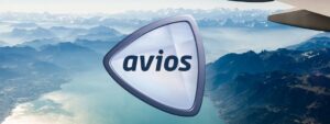 the Avios logo next to an airplane wing