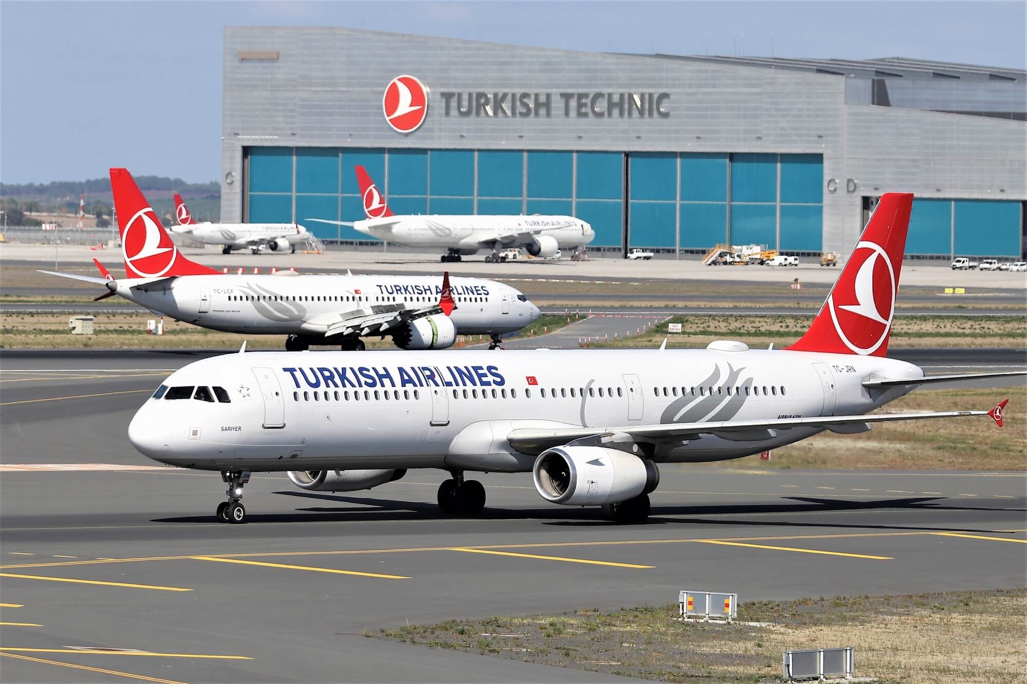 Turkish airlines airplanes at an airport