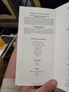 Etihad A321 Business Class Review – eithad airways a321 dessert wine and spirits business class