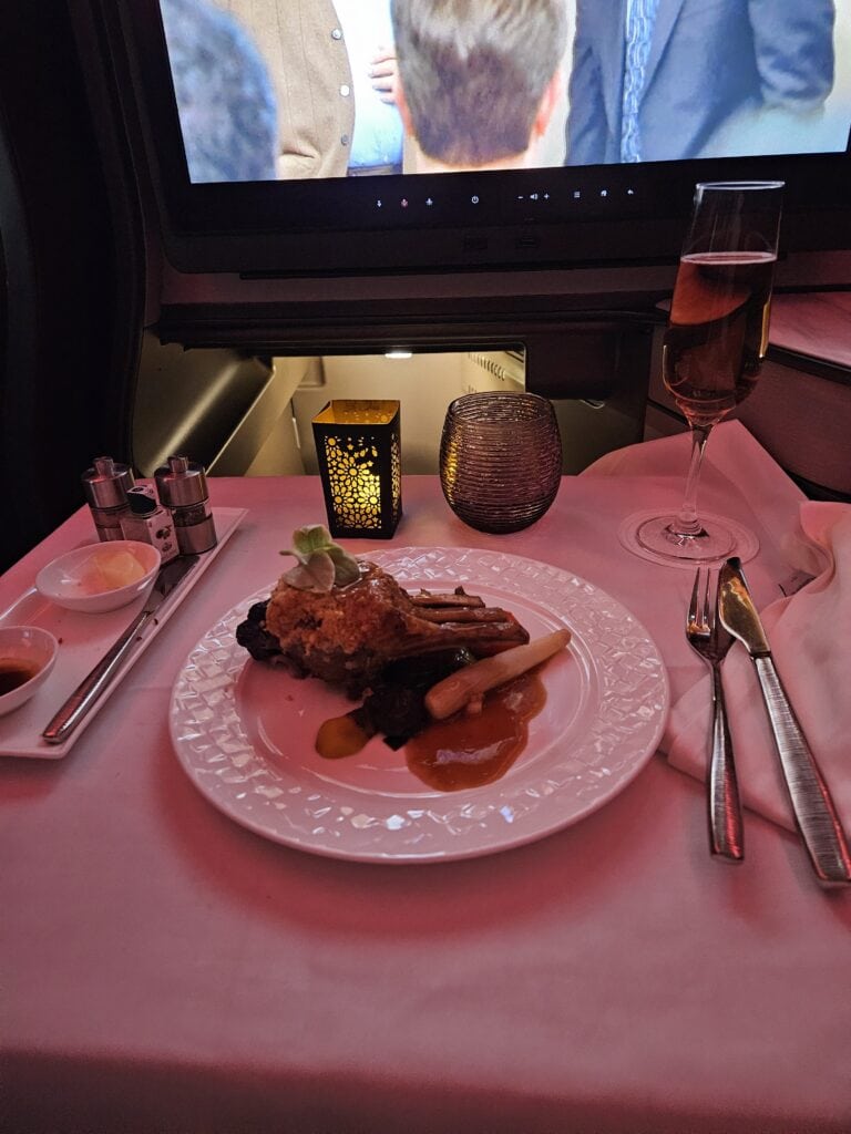 Qatar a350 Airbus 1000 Business Class Review – qatar airways dinner main dish