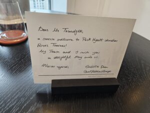 Park Hyatt London Review – park hyatt london welcome note globalist