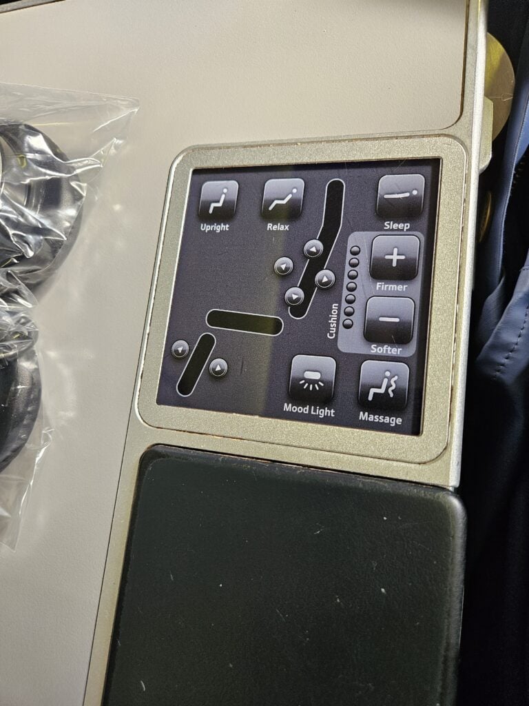 Austrian Airlines 767-300ER Business Class Review – seat controls business class austrian airlines