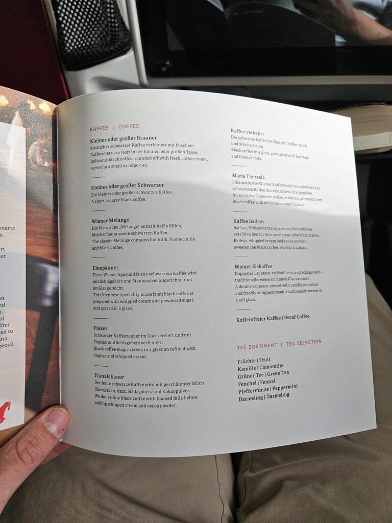 Austrian Airlines 767-300ER Business Class Review – austrian airlines coffeehouse coffee house menu business class