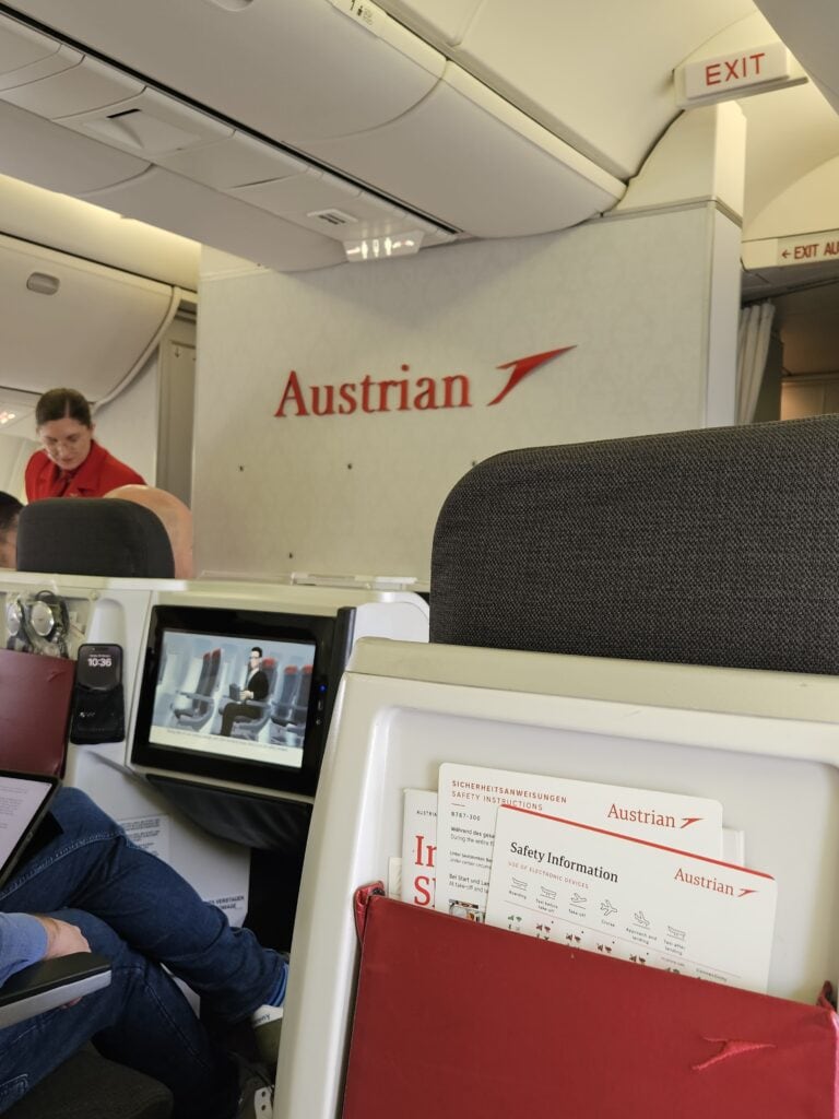 Austrian Airlines 767-300ER Business Class Review – austrian airlines business class logo symbol cabin front-of-cabin
