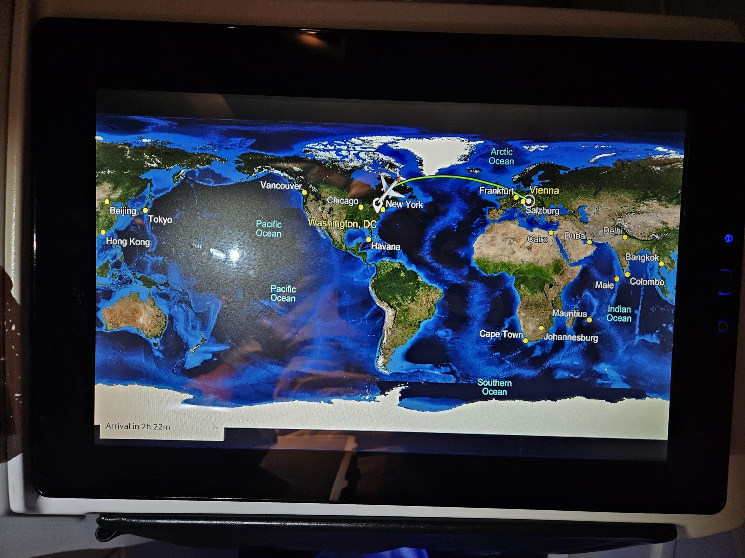Austrian Airlines 767-300ER Business Class Review – inflight in-flight map business class television tv monitor austrian airlines