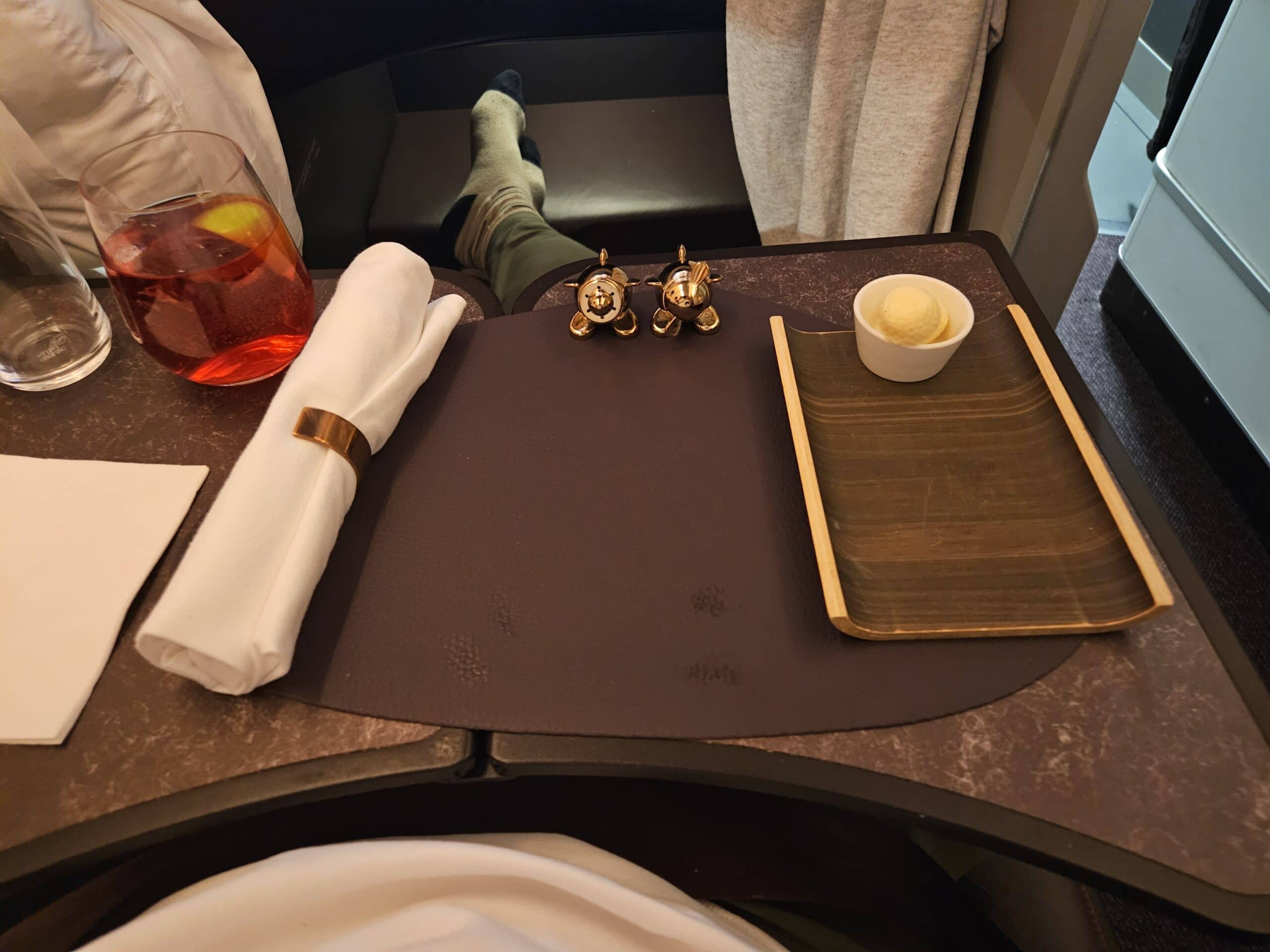 Virgin Atlantic A330-900neo Upper Class Review – virgin atlantic upper class table setting butter salt and pepper shakers sliverware