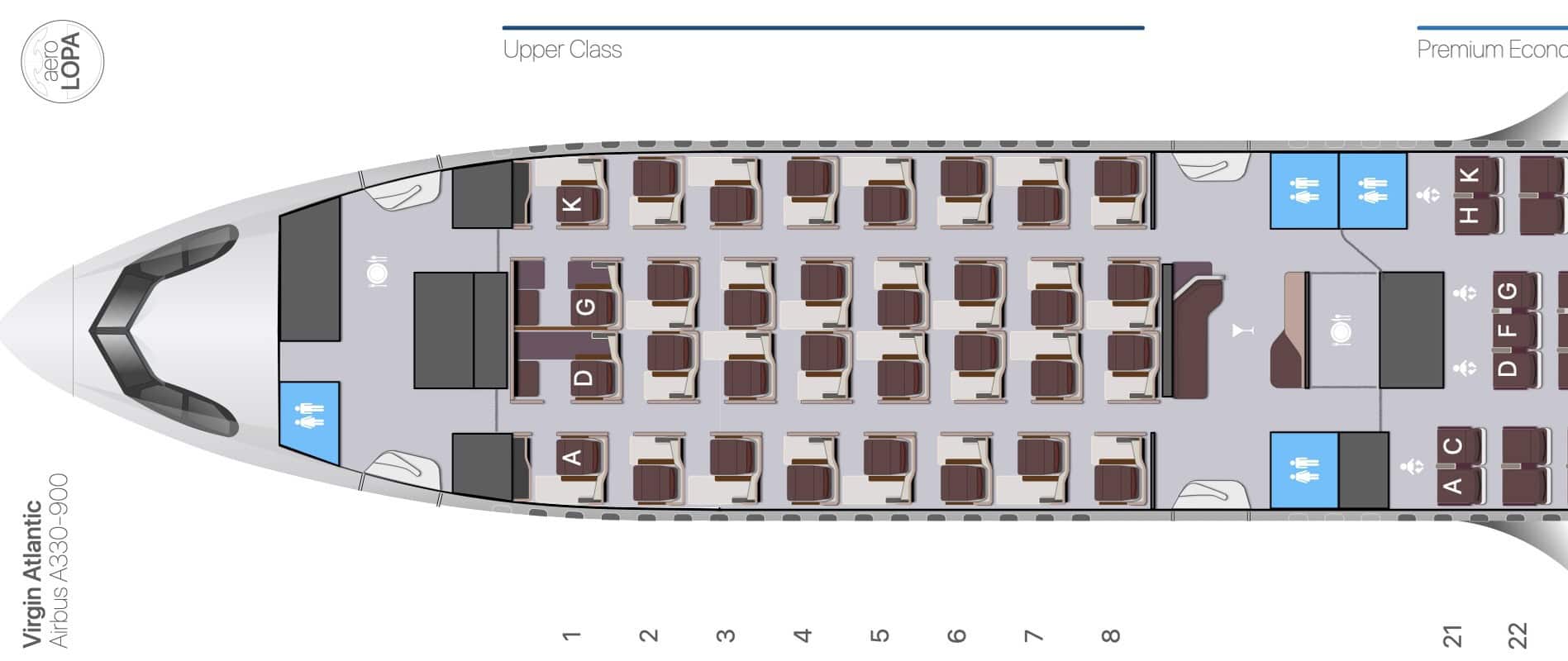 Virgin Atlantic A330-900neo Upper Class Review – Virgin Atlantic Airbus A330-900neo Seat Map