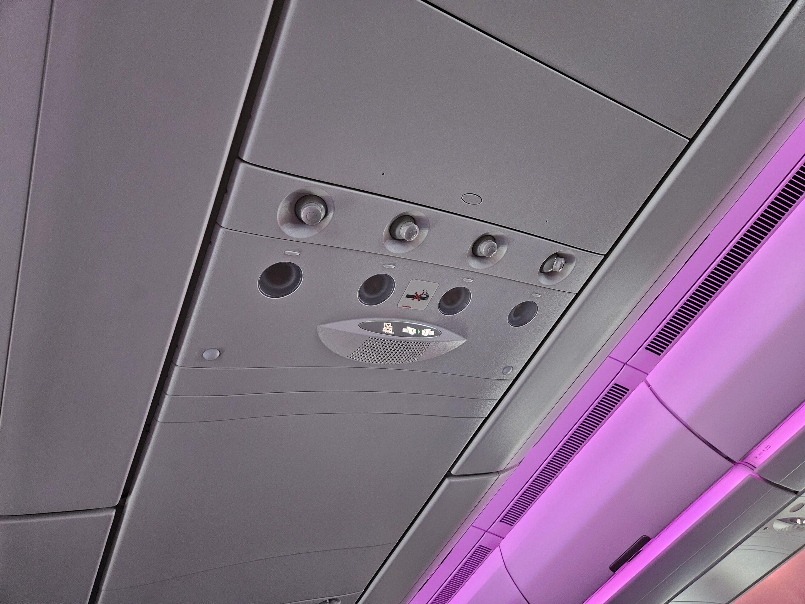 Virgin Atlantic A330-900neo Premium Economy Review 27 - Virgin Atlantic A330-900neo Premium Economy Virgin A330-900neo Premium Economy Review – air conditioning vent a/c ac overhead over head light premium economy virgin atlantic a330