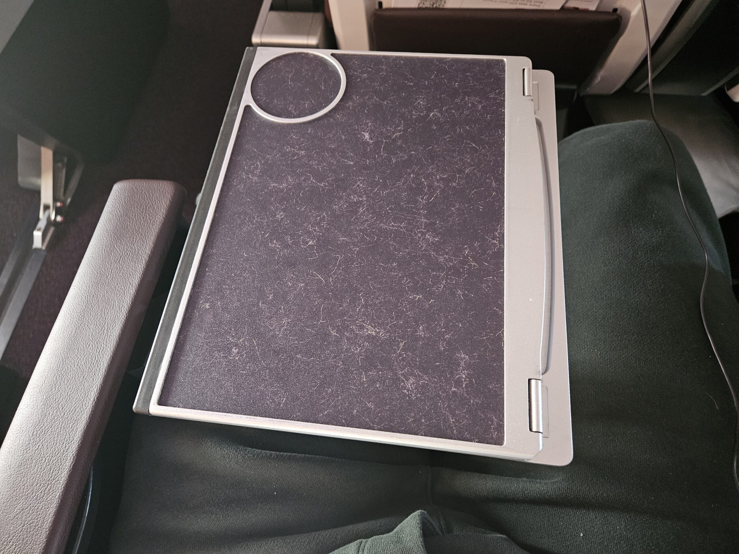 Virgin Atlantic A330-900neo Premium Economy Review 18 - Virgin Atlantic A330-900neo Premium Economy Virgin A330-900neo Premium Economy Review – tray table virgin atlantic a330 premium economy halfway open