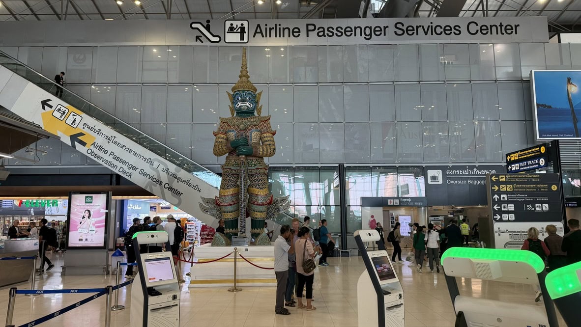 KLM 777-300ER Business Class Review 3 - klm 777-300er business class KLM 777-300ER Business Class Review – Iconic Traditional Thai Guardian Statue At Bangkok Suvarnabhumi Airport (BKK)