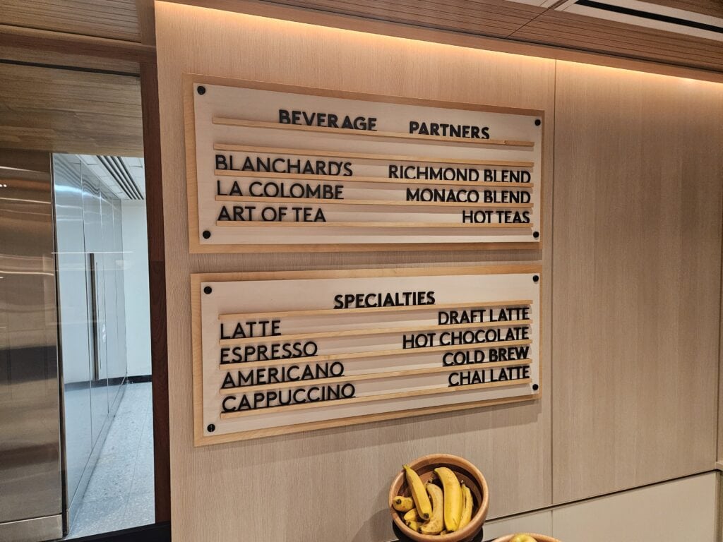 capital one lounge iad - coffee menu