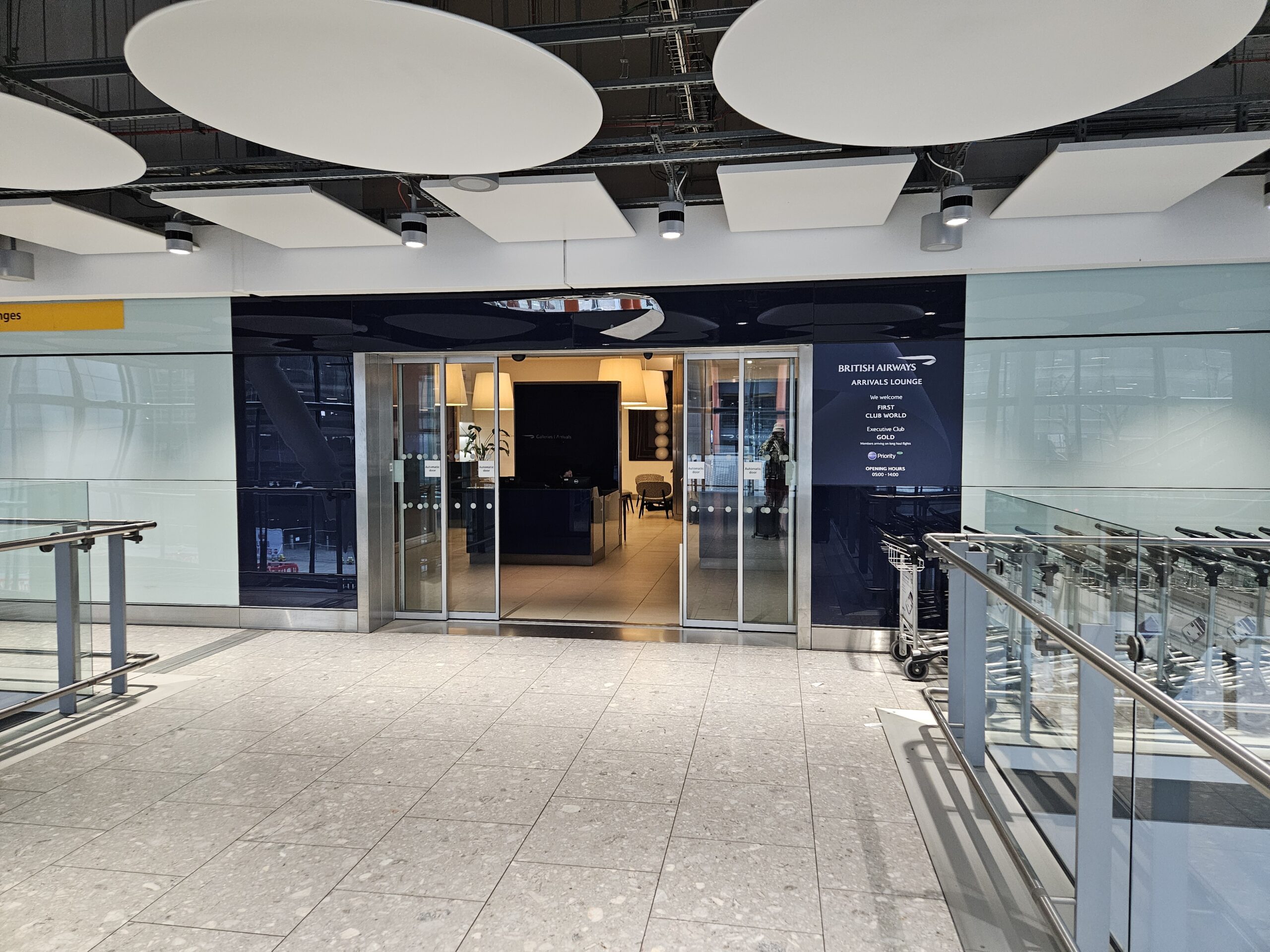 British Airways Arrivals Lounge London Heathrow LHR - Entrance