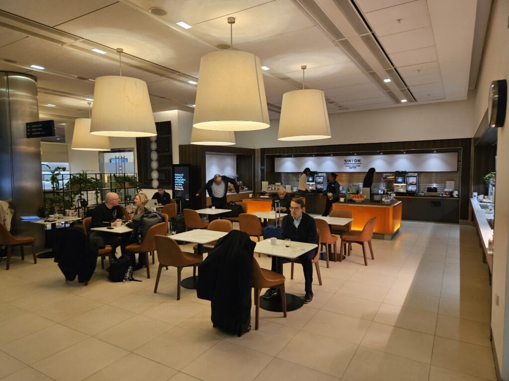 British Airways A350-1000 Business Class Review 24 - British Airways A350-1000 Business Class British Airways Arrivals Lounge London Heathrow LHR - Buffet Breakfast Food Coffee