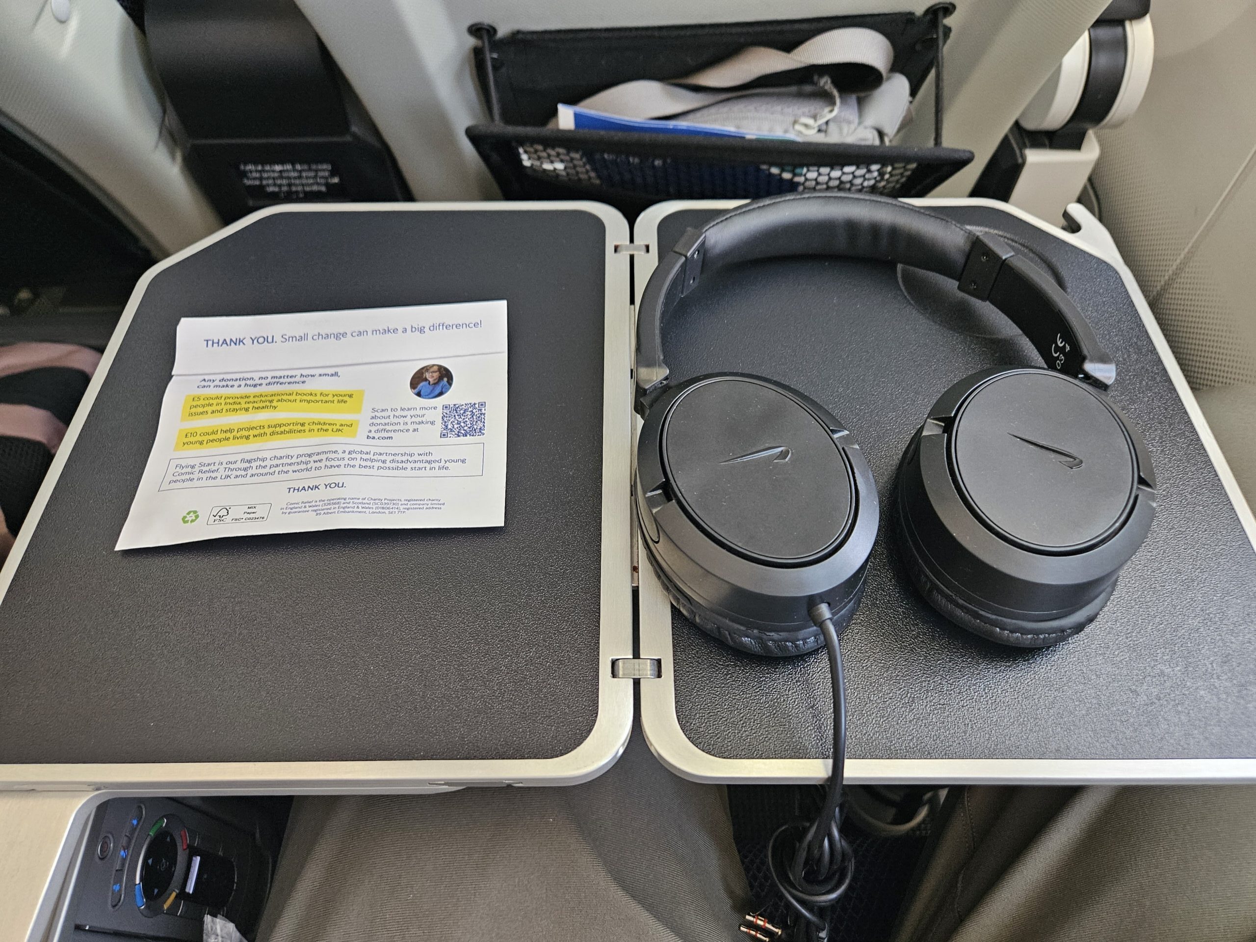 British Airways 787-8 Premium Economy - Headphones