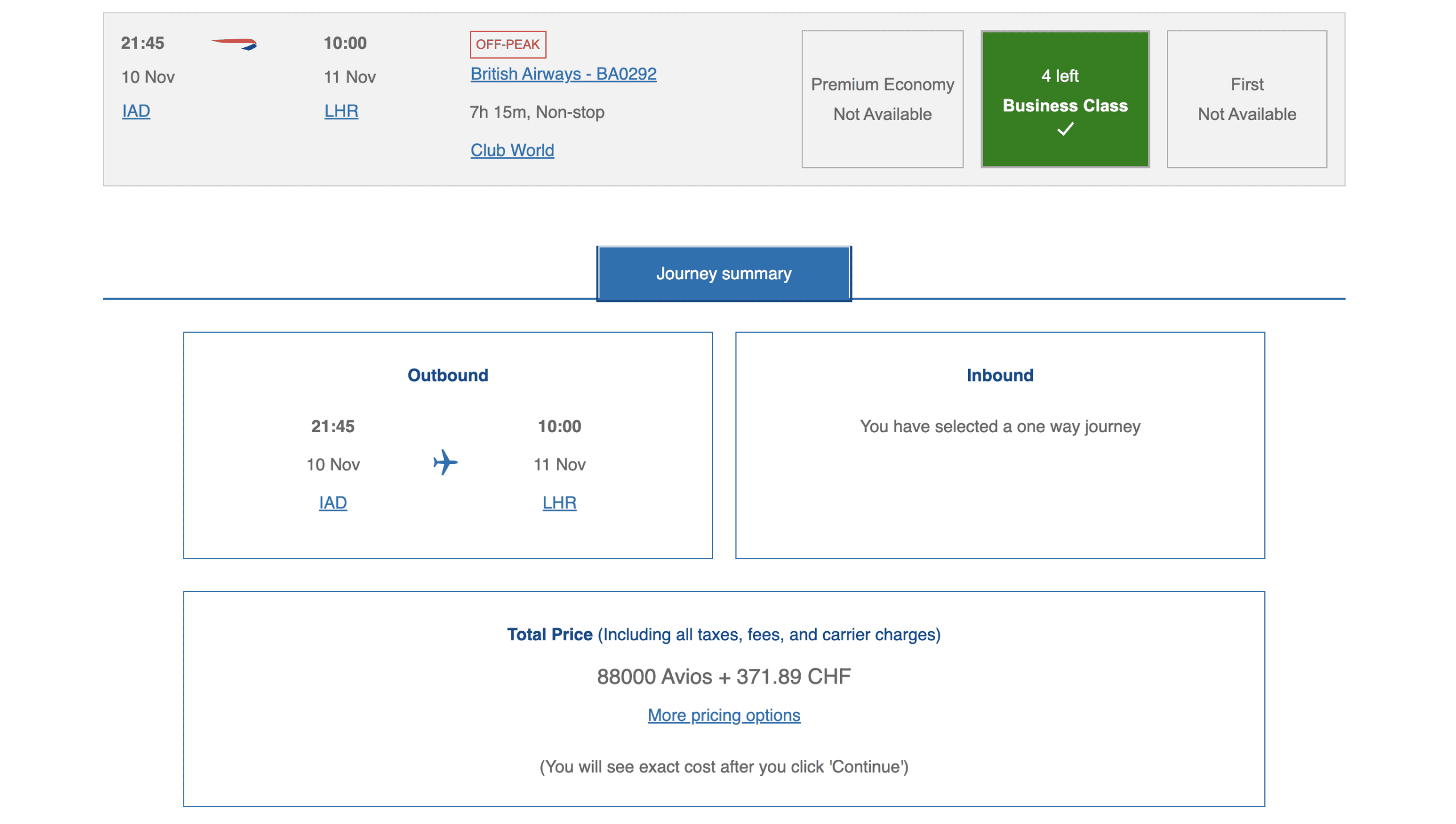 British Airways A350-1000 Business Class [Club Suite] Review - Example Award Booking [IAD - LHR]