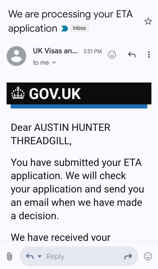 How To Apply For A UK ETA 9 - UK ETA How To Apply For A UK ETA: Application Submitted