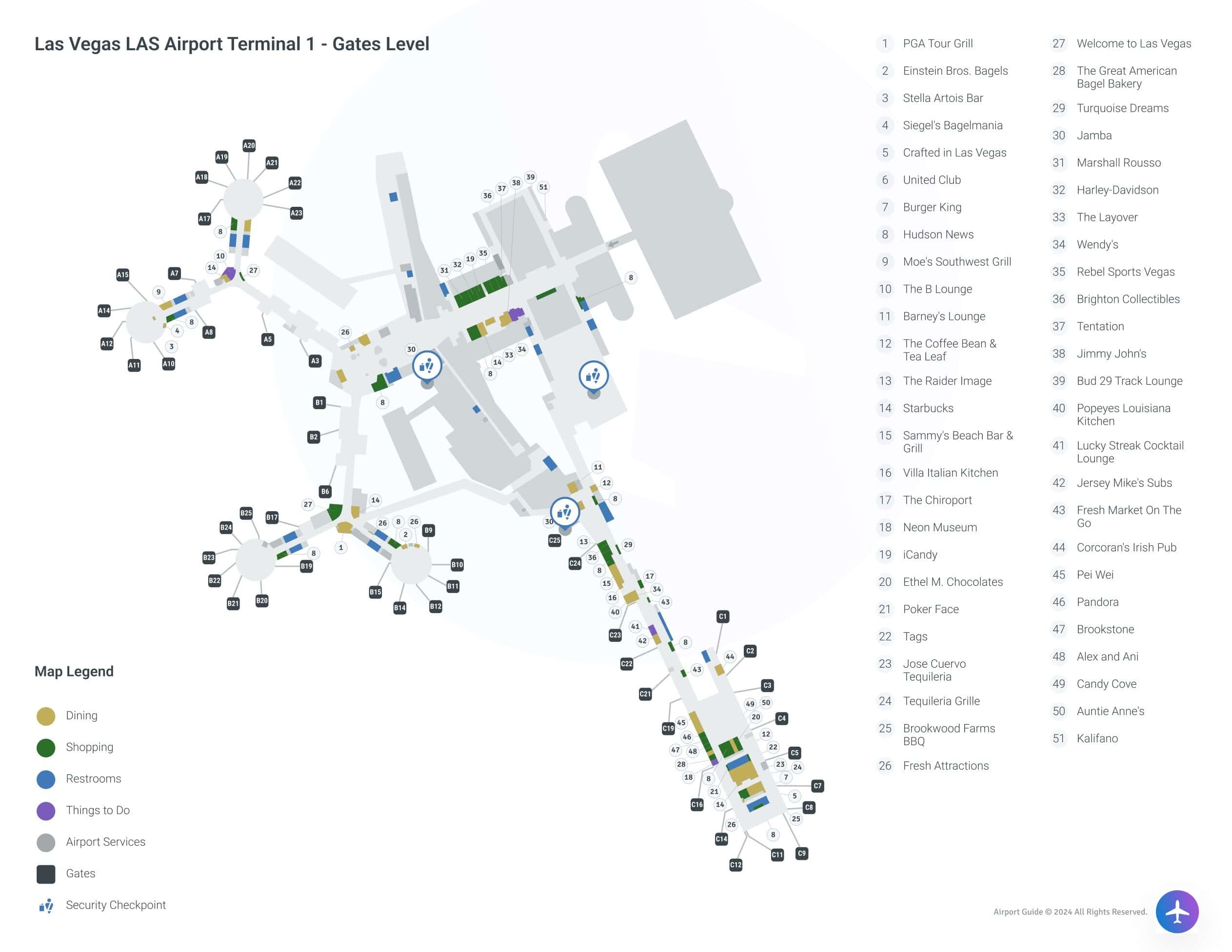 Harry Reid International Airport [LAS] - Terminal 1 Map