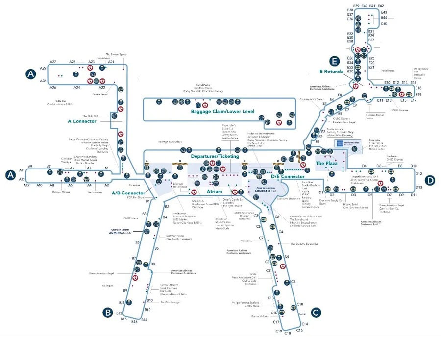 Charlotte Douglas International Airport [CLT] - Terminal Map