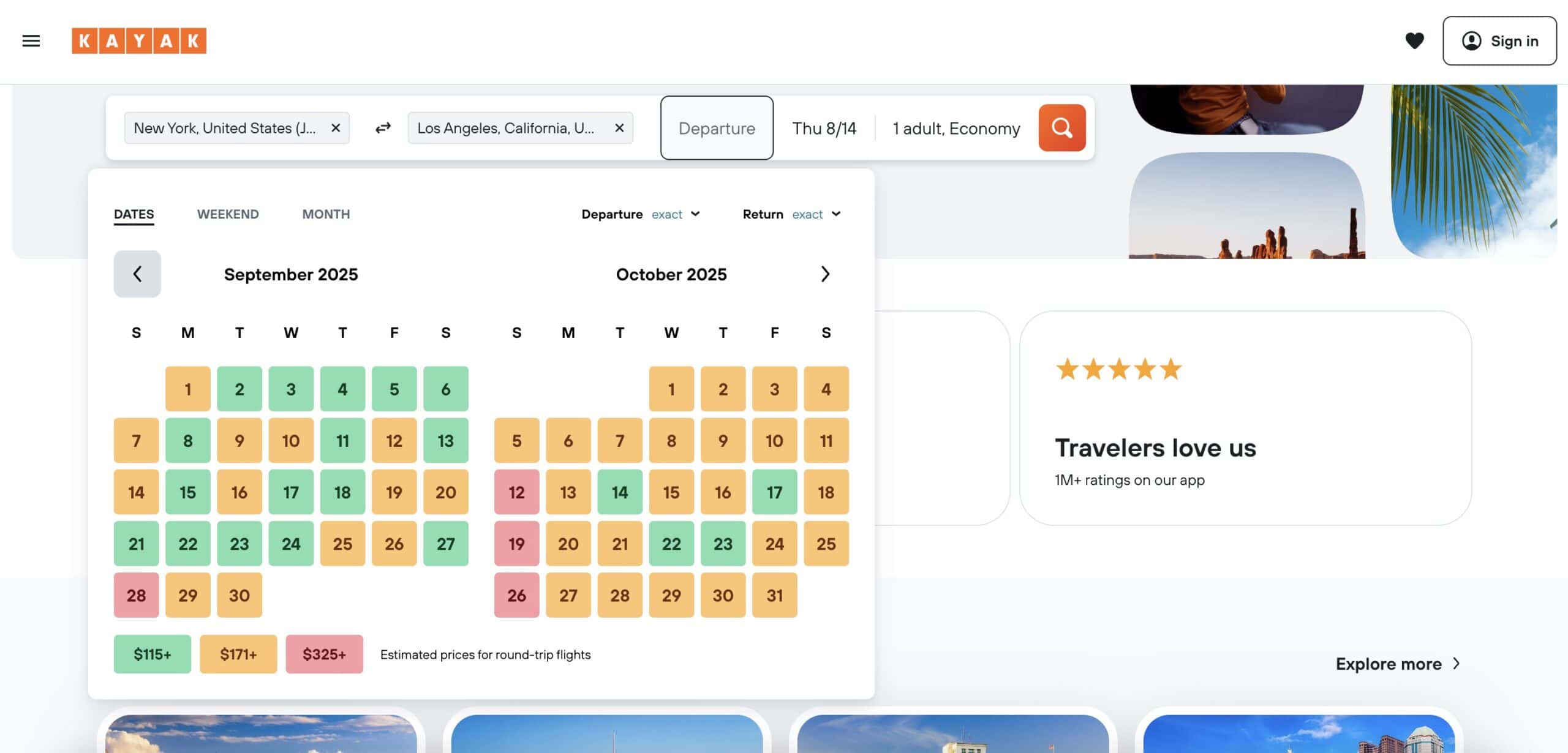 The 10 Best Websites For Booking Cheap Flights - Kayak Flight Search Pricing Grid