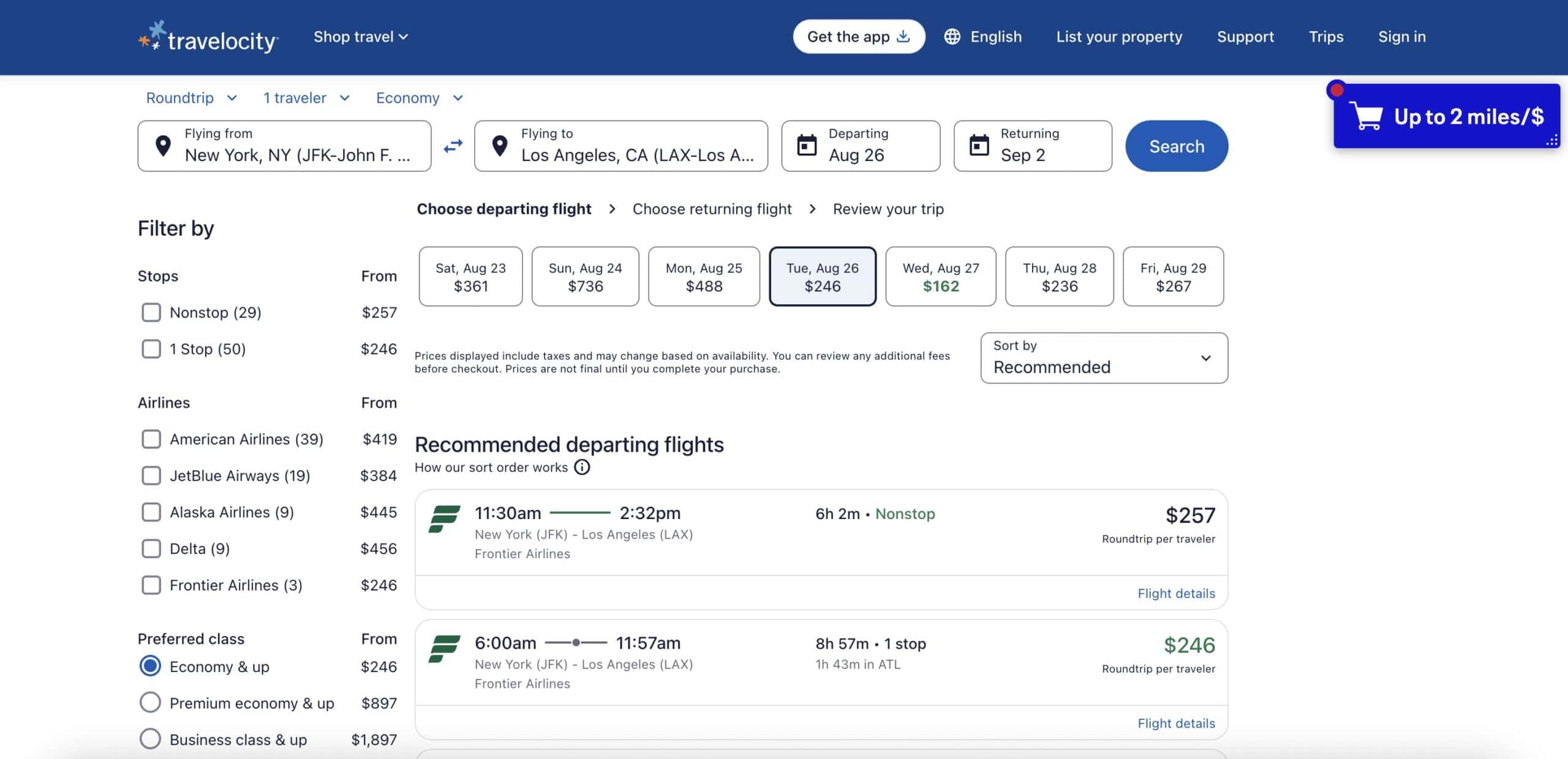 The 10 Best Websites For Booking Cheap Flights - Travelocity Flight Search Results