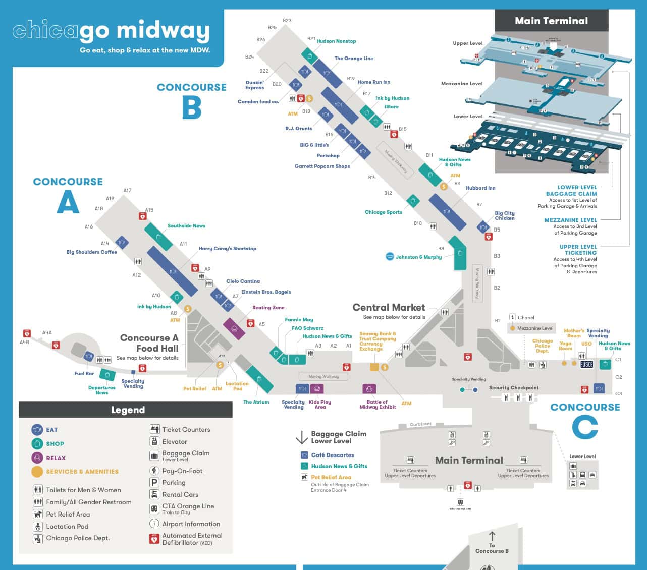 Chicago Midway International Airport (MDW) - Terminal Map
