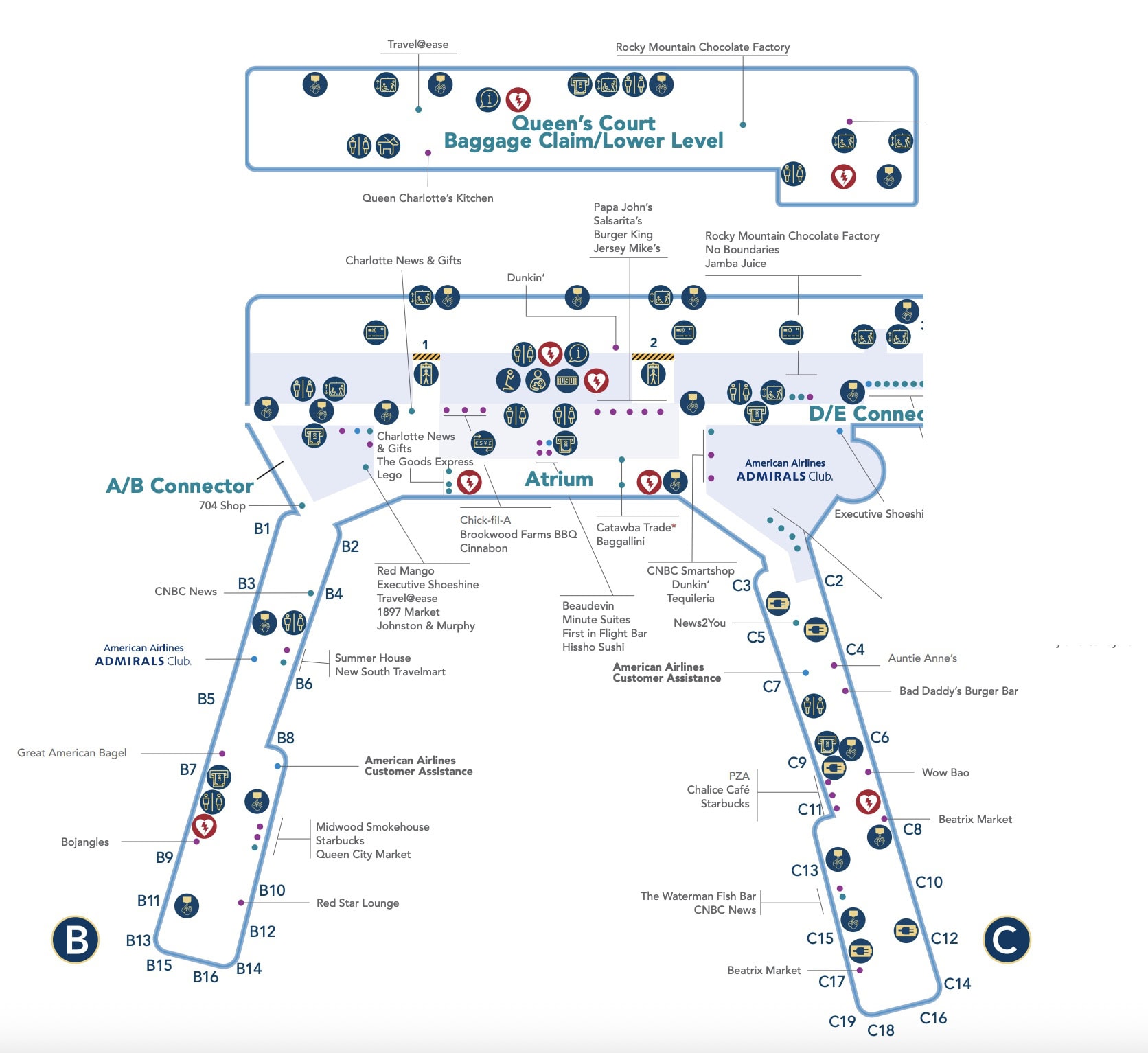Charlotte Douglas International Airport [CLT] - Concourse B & C Map