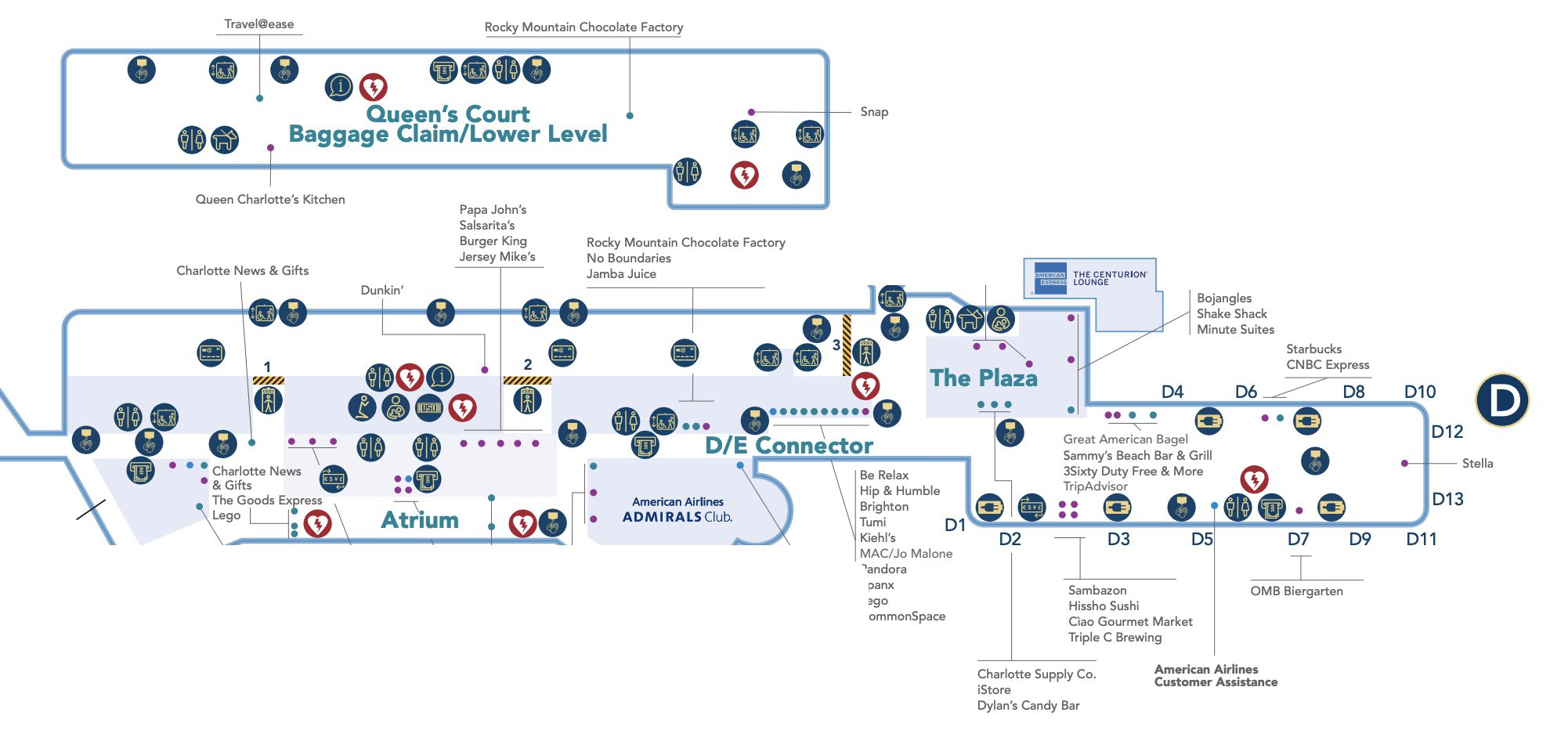 Charlotte Douglas International Airport [CLT] - Concourse D Map