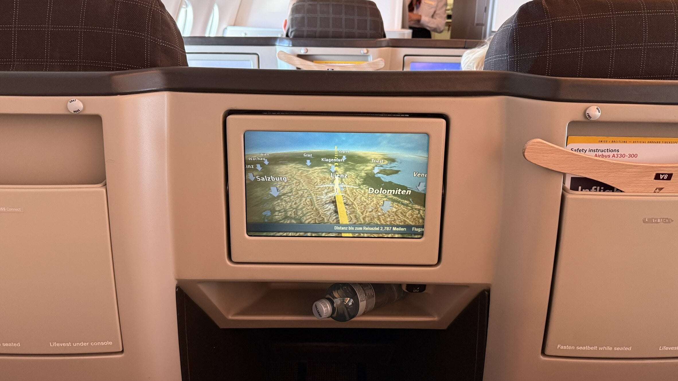 SWISS A330-300 Business Class Review: Seats, Food, Service, And More 10 - SWISS A330-300 Business Class SWISS A330-300 Business Class - Entertainment Screen and Storage.