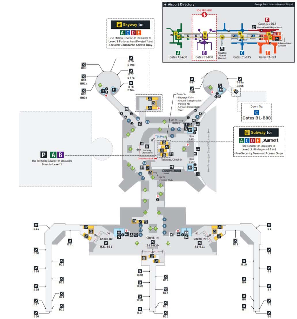 George Bush Intercontinental Airport [IAH] - Terminal B Map