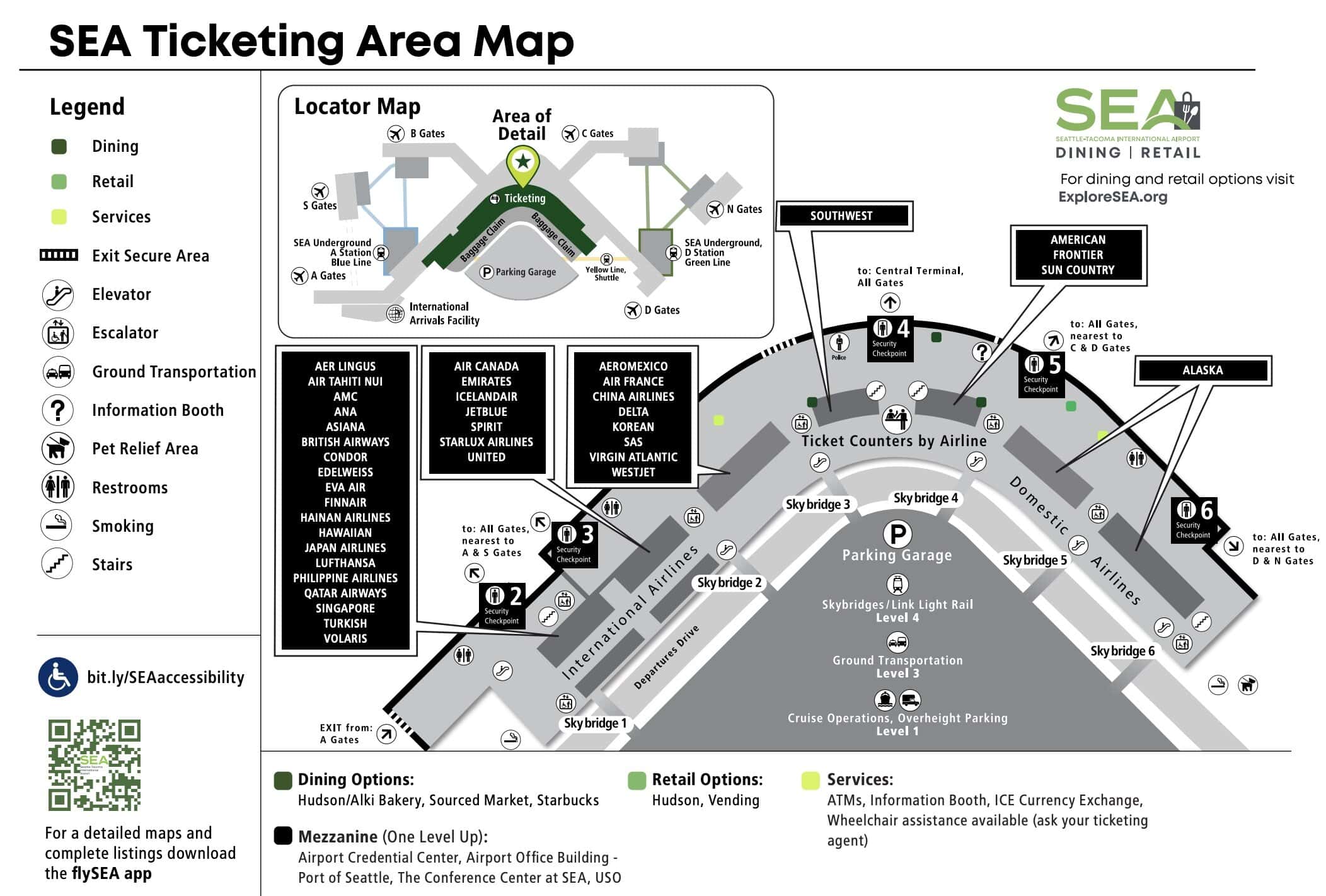 Seattle-Tacoma International Airport [SEA] - Central Terminal Ticketing Map