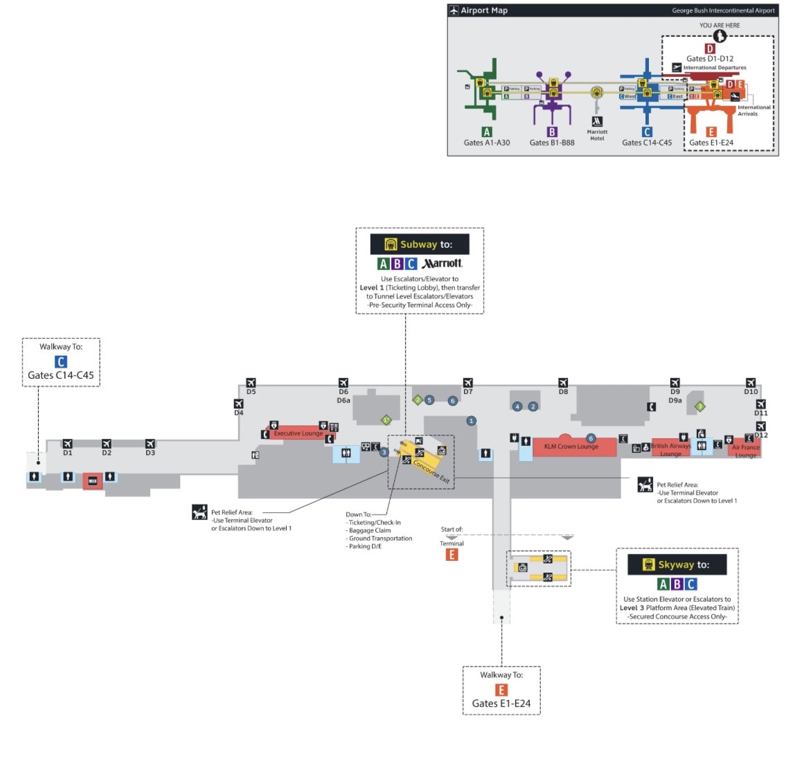 George Bush Intercontinental Airport [IAH] - Terminal D Map
