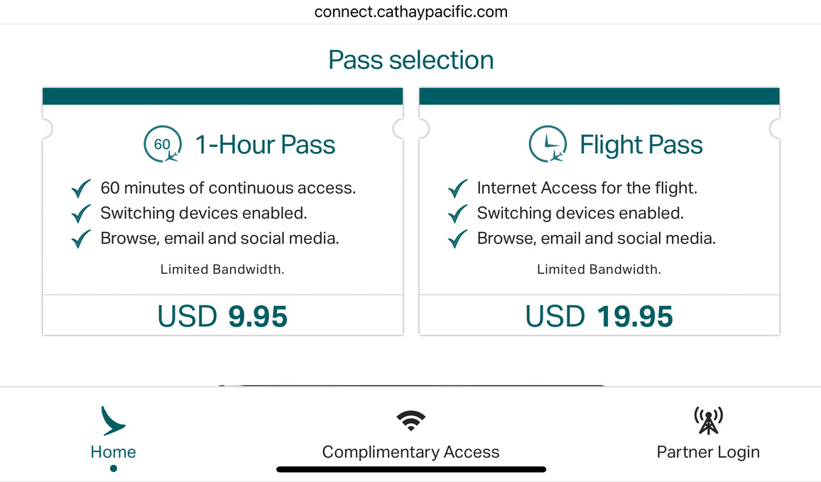 Cathay Pacific A350-900 Business Class - Paid Wifi