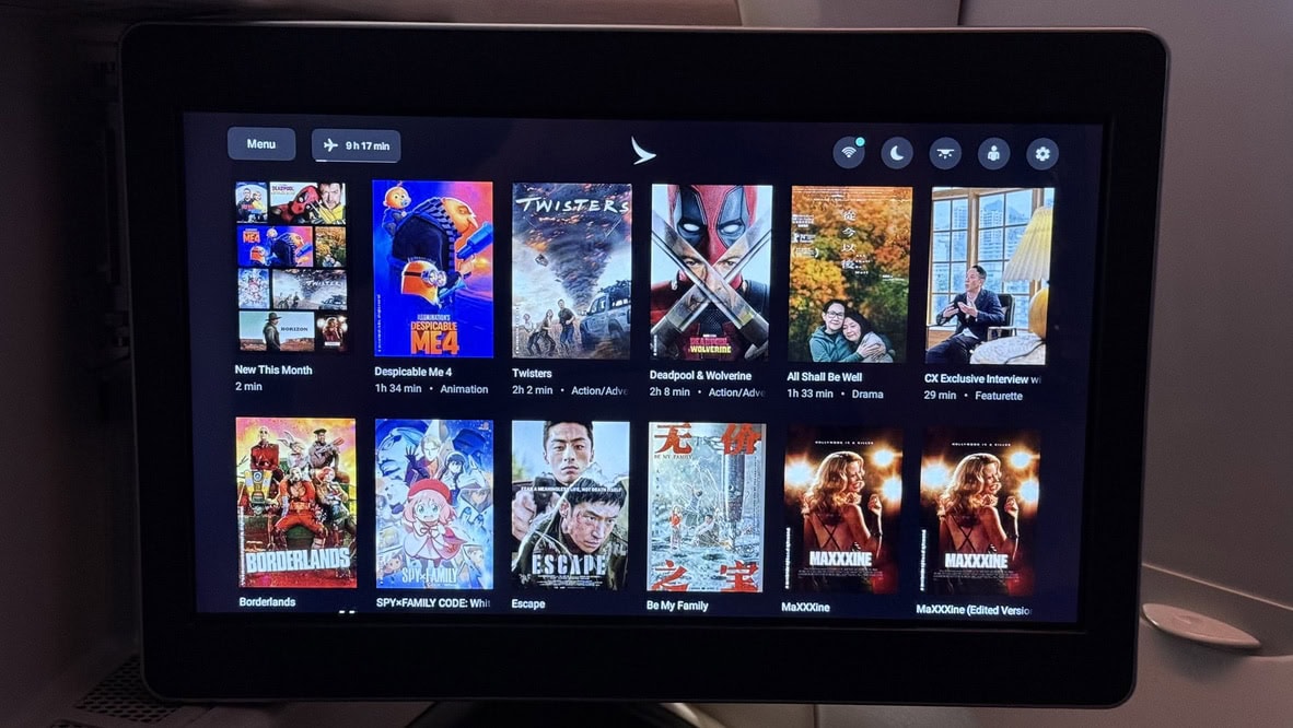 Cathay Pacific A350-900 Business Class - Western Movie Selection