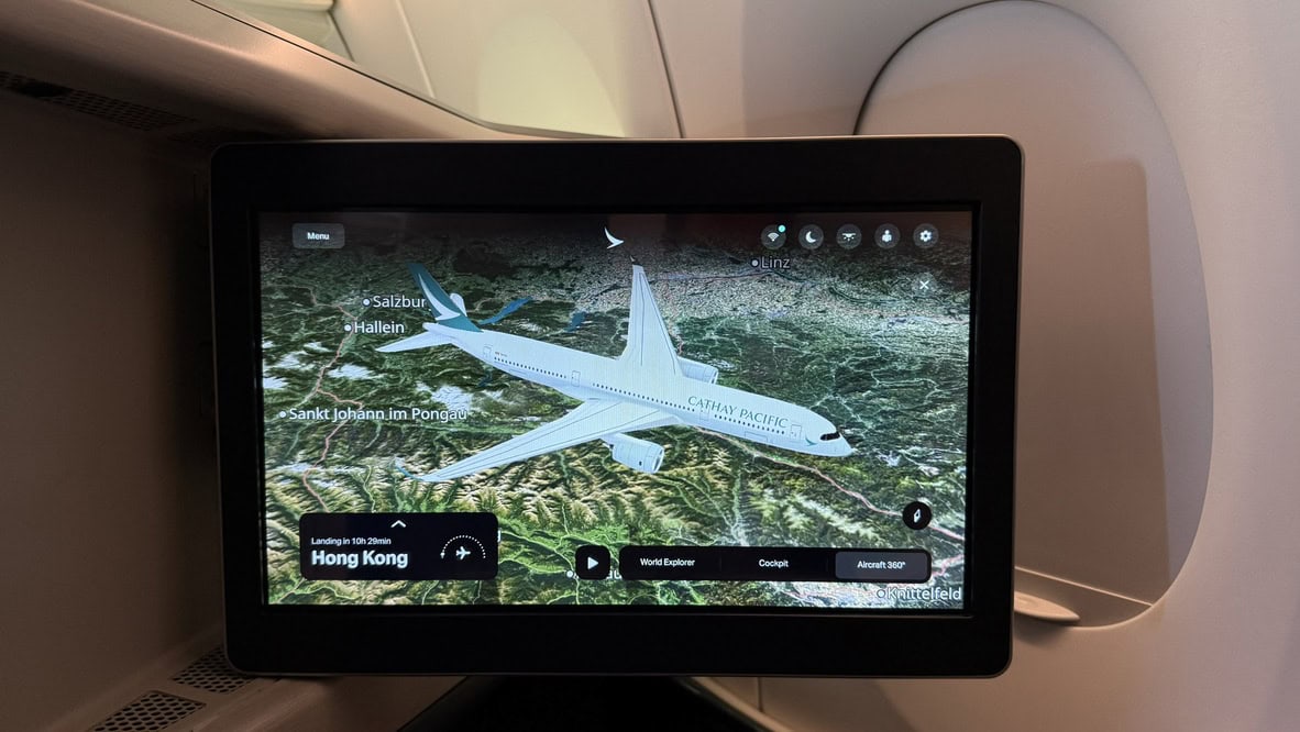 Cathay Pacific A350-900 Business Class - Entertainment Screen