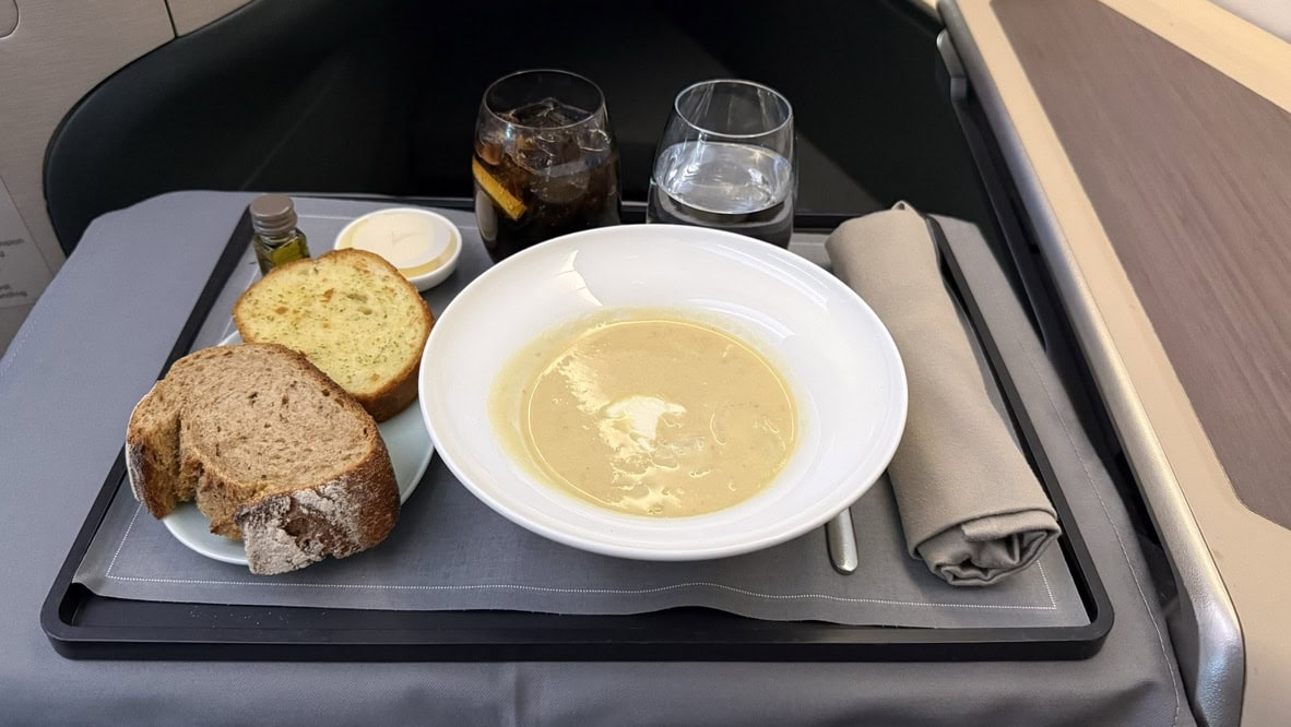 Cathay Pacific A350-900 Business Class - Lunch Soup