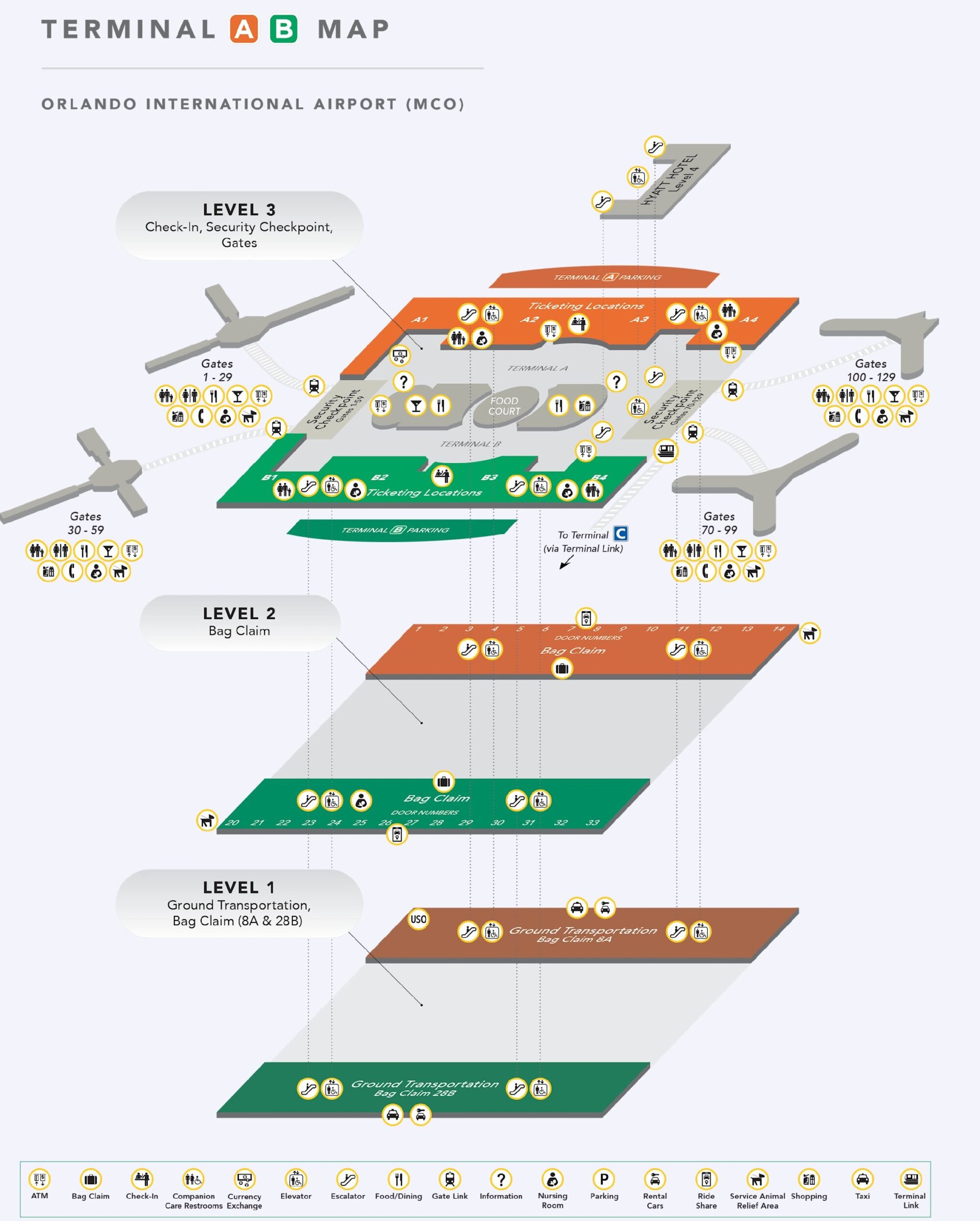 Orlando International Airport [MCO] - Terminal A & B Map