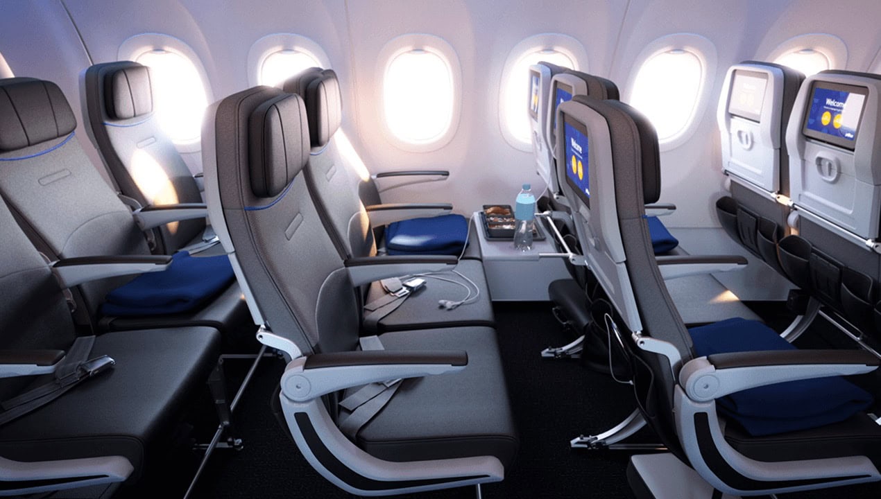 JetBlue Airways Guide: Seats, Baggage Fees, Amenities, Customer Service, And More 3 - JetBlue Airways JetBlue Airways Guide - Airbus A321 Economy Class Cabin