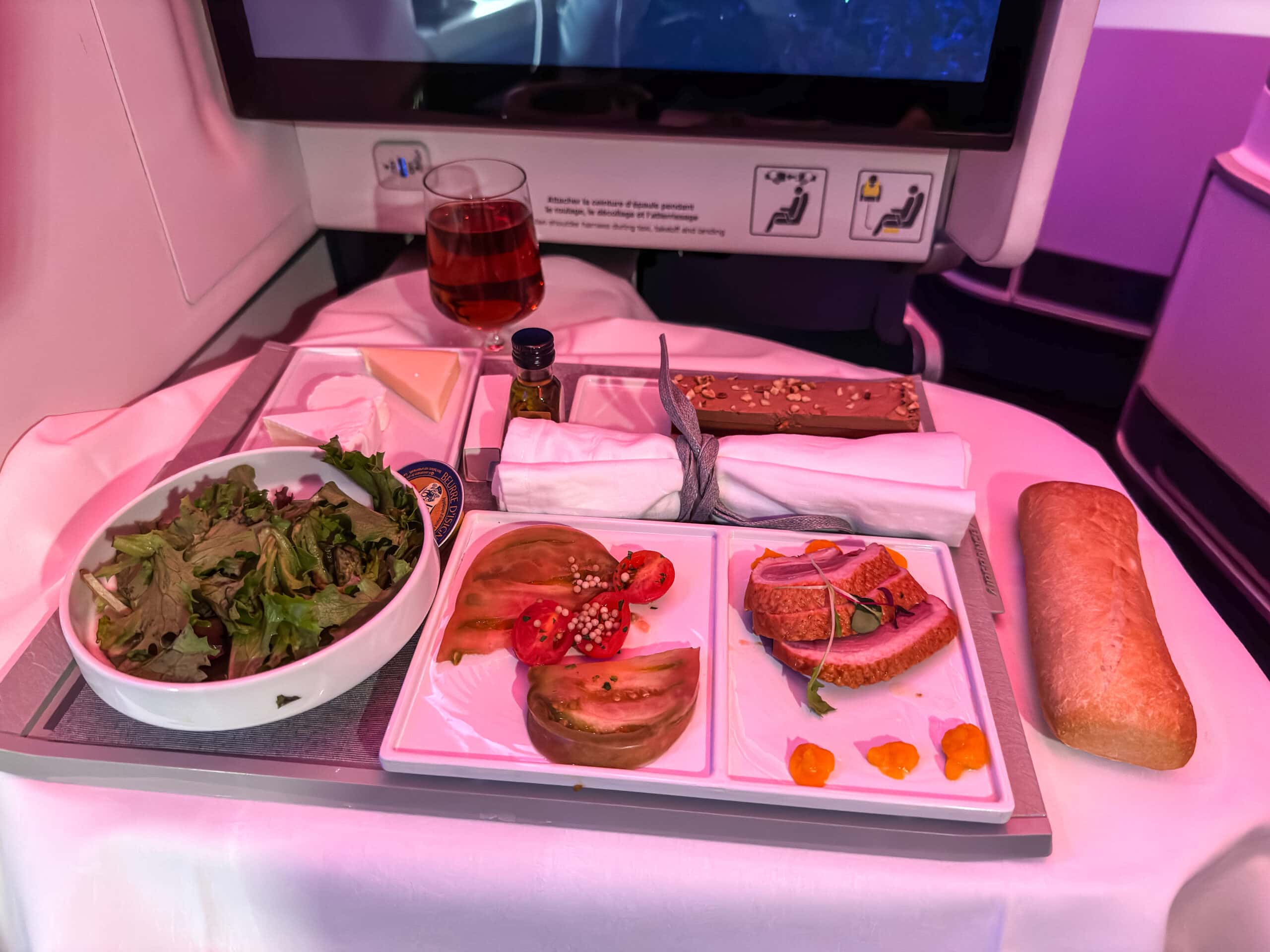 Air France A350-900 Business Class - Main Meal Appetizer: Duck Breast And Butternut Squash