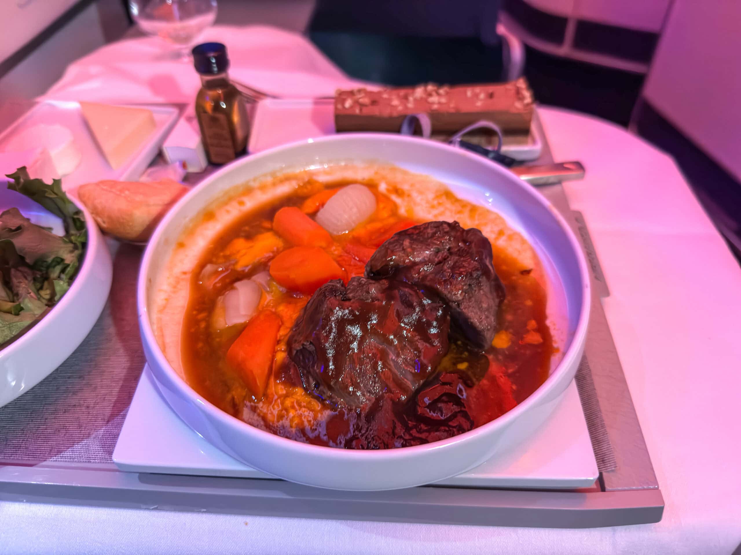 Air France A350-900 Business Class - Main Meal: Beef Cheek