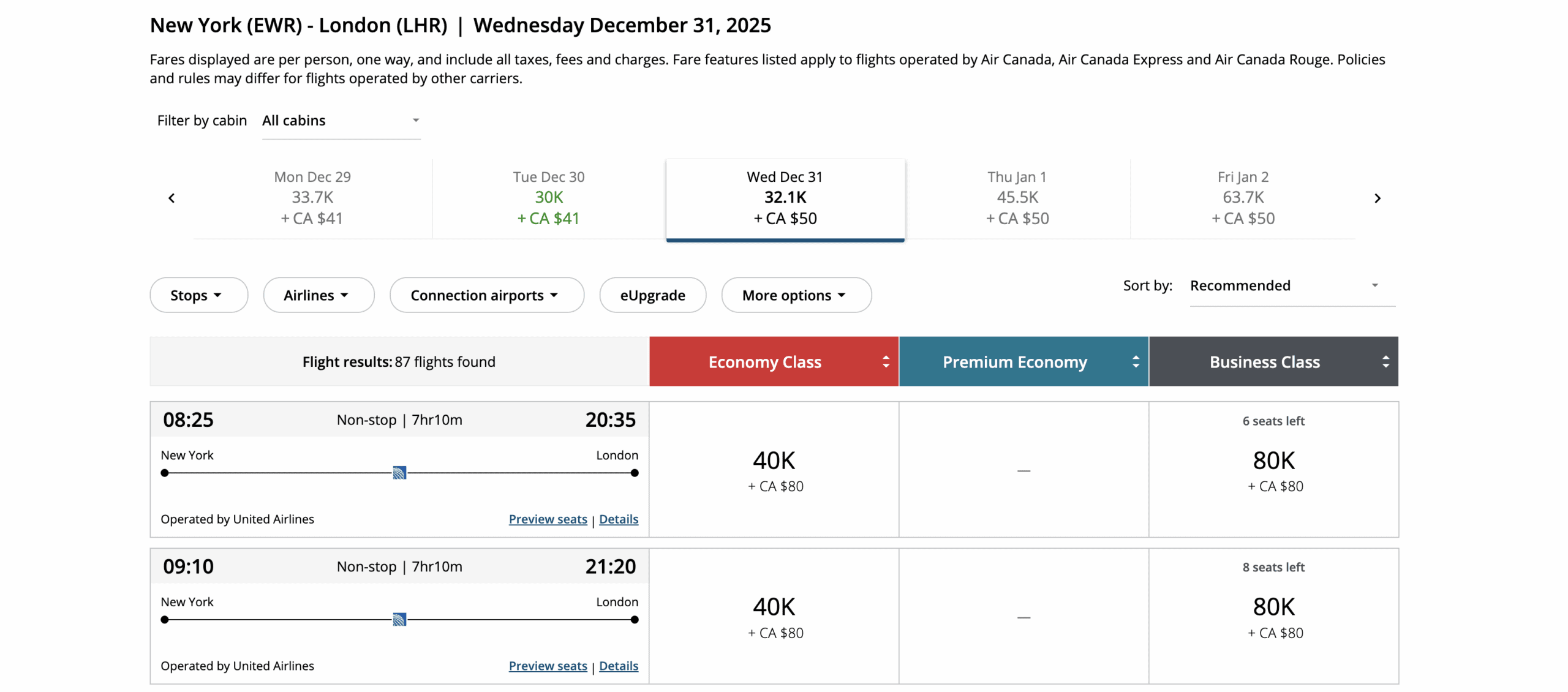 Best Ways To Book United Business Class With Points - Air Canada Aeroplan
