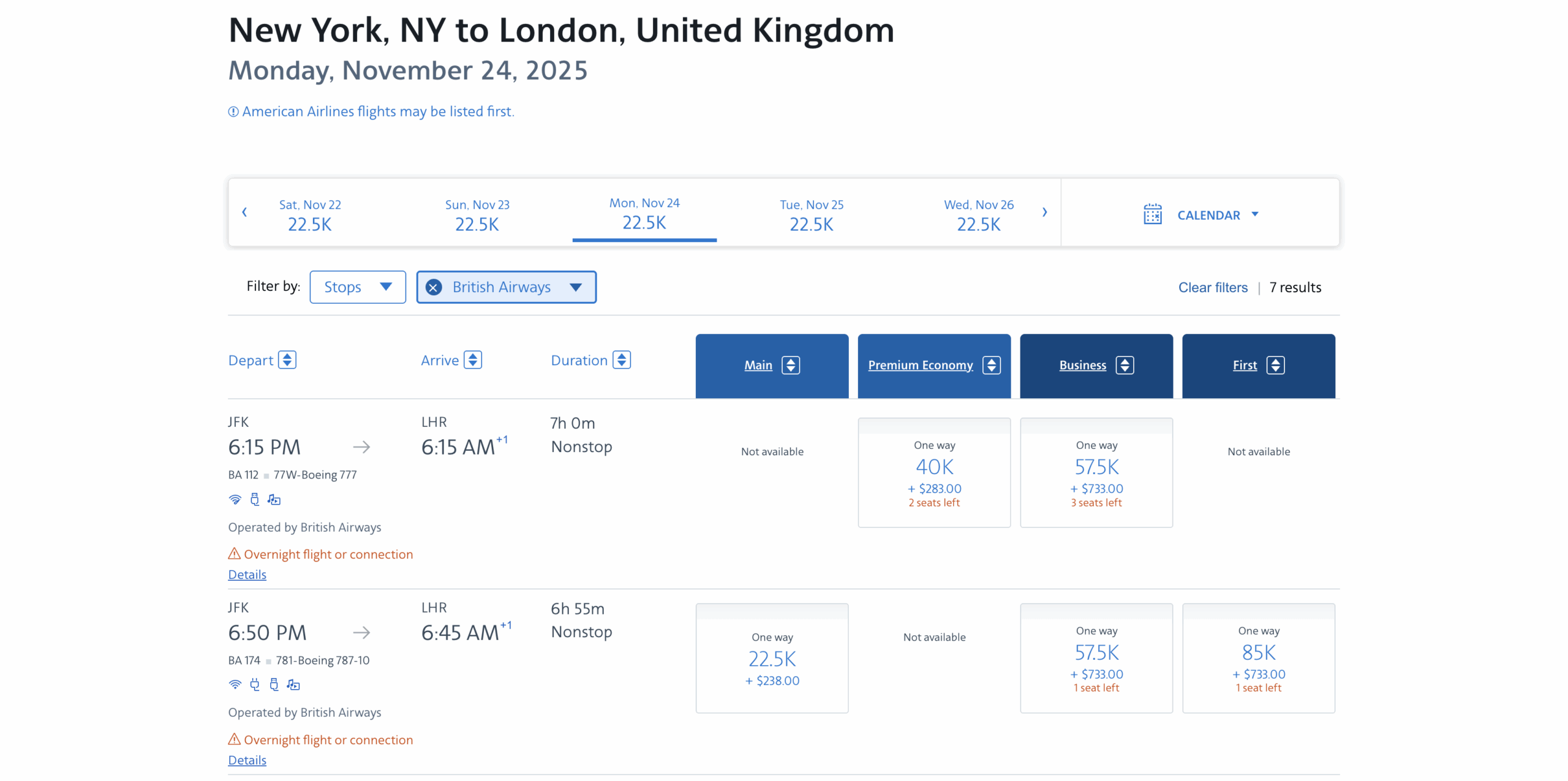 Best Ways To Book British Airways Business Class - American Airlines AAdvantage