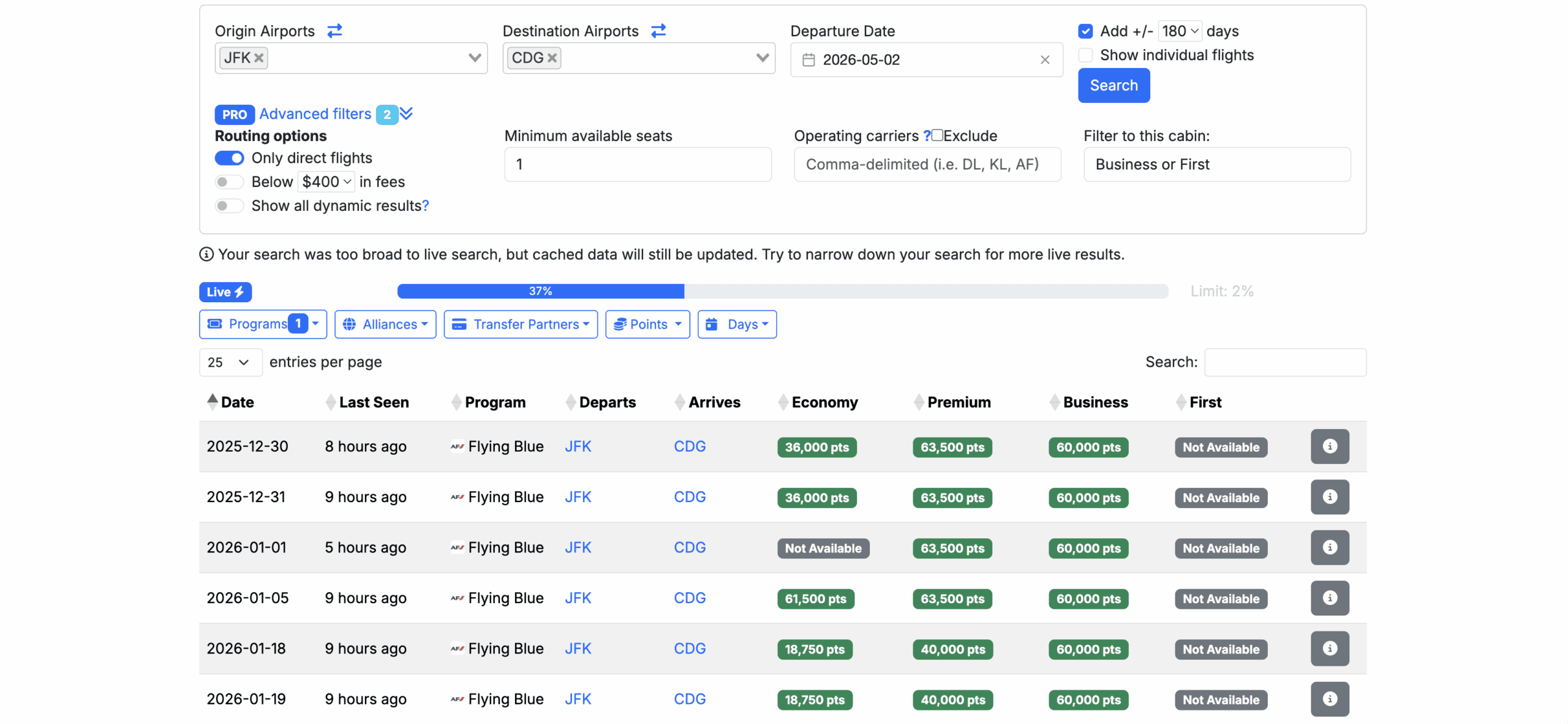 How To Book Business Class To Paris With Points - Air France Business Class Search Example
