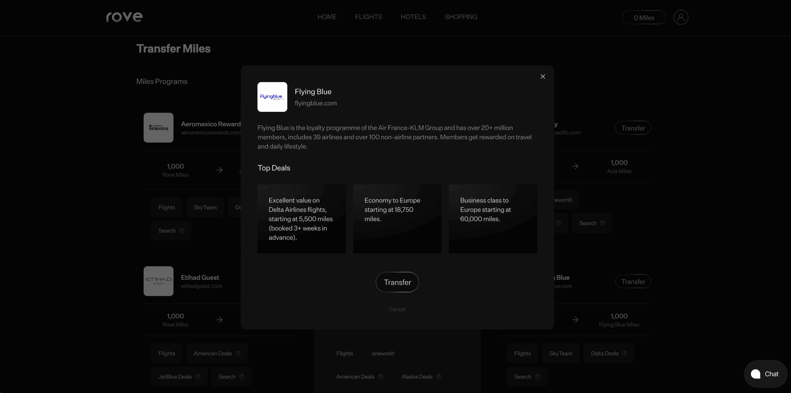 Rove Miles Transfer Partners - Select A Transfer Partner
