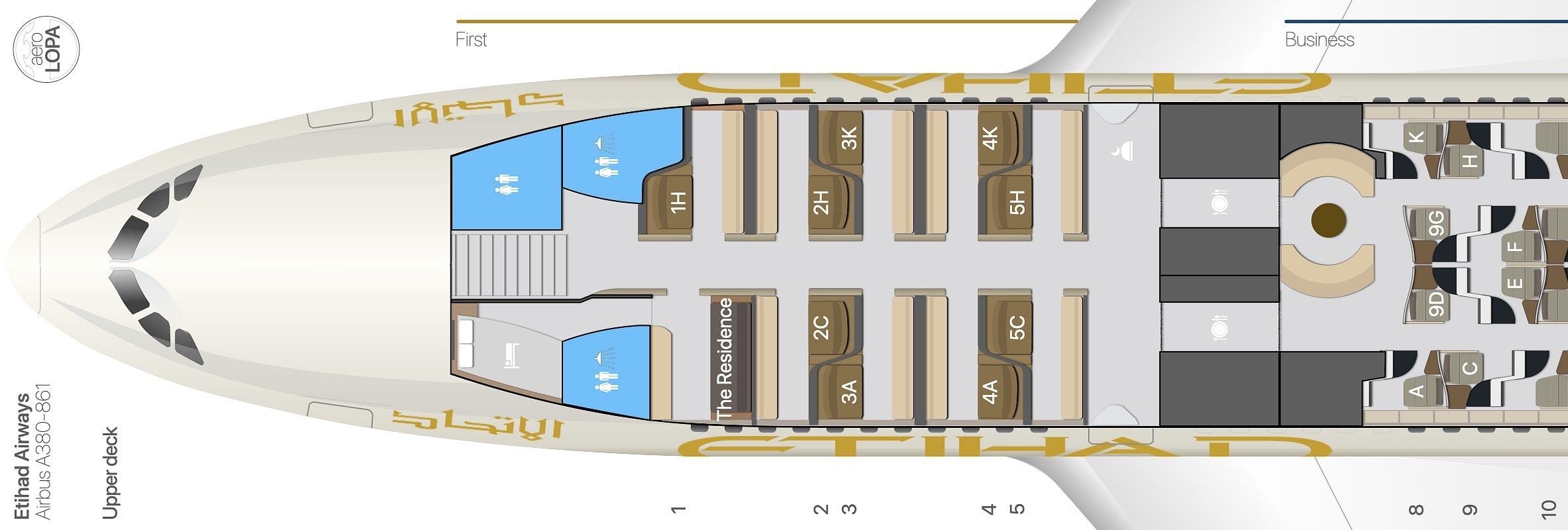 Etihad Airways A380-800 First Class [The Apartment] - First Class Cabin Layout