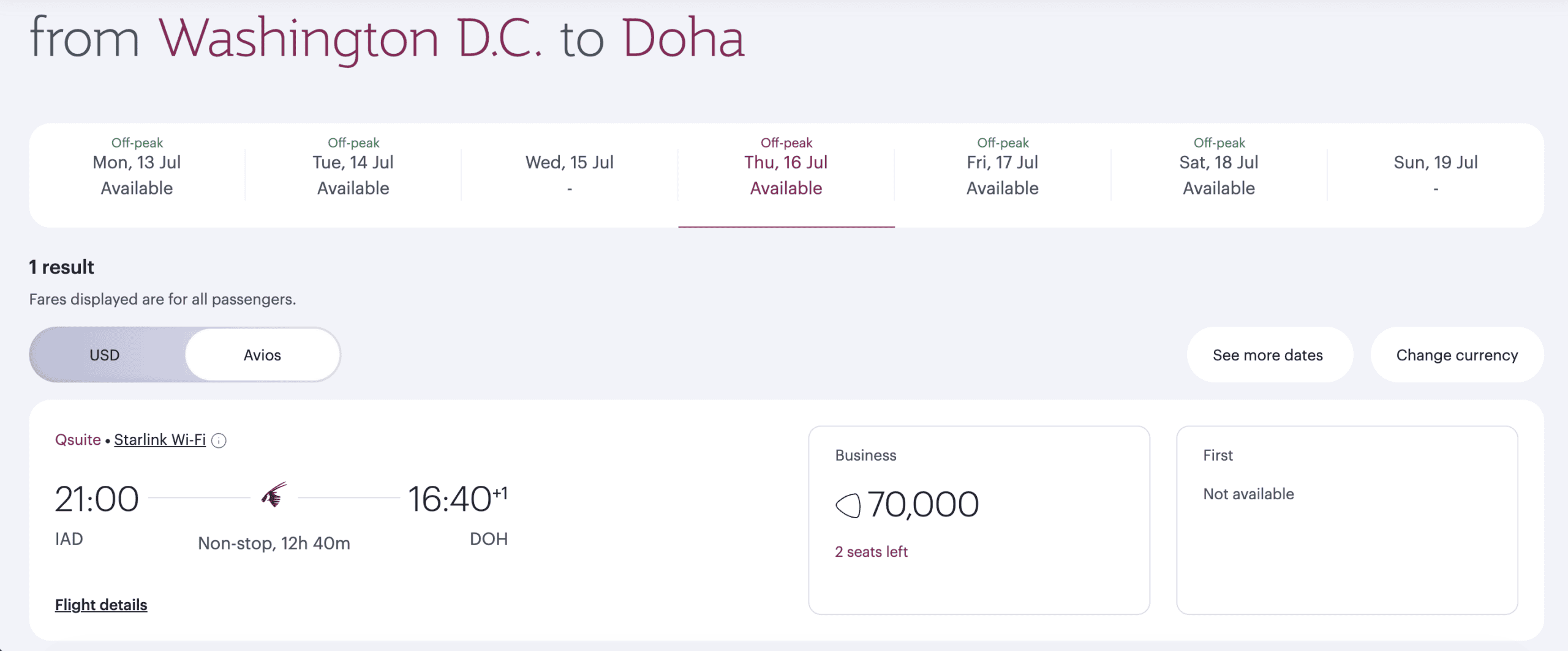 Qatar Airways Business Class To Doha - Qatar Airways Privilege Club Booking [IAD - DOH]